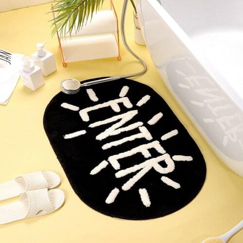 Bath Mat Non-Slip Absorbent Entrance Doormat Washable Bedroom Living Room Carpet Letter Print Kitchen Pad Plush Hallway Area Rug