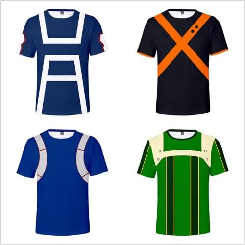 My Hero Academia Mens Summer 3D T shirt Midoriya Izuku 3D Print School College Style Boku no Hero Academia Tshirt T-shirt Tops