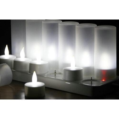 Set of 12 Frosted Rechargeable Flameless Led Tea Light Candle lamp tealights Xmas/wedding/church/Bar/Home party decor -White