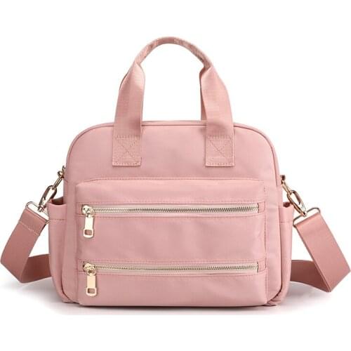 2021 New Solid Color Waterproof Nylon Womens Tote Bags Brand Large Pocket Casual Shoulder Bags Large Capacity Ladies Travel Bag