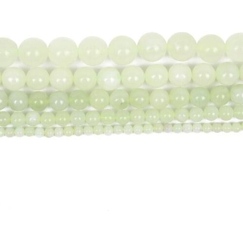 Wholesale 4-12mm Natural Stone Bead Smooth Round Loose Green Jades Bead For Jewelry Making DIY Charm Bracelet Necklace Handmade