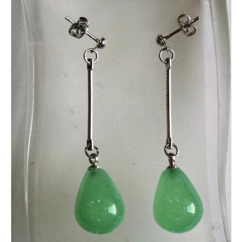 Wholesale simple and beautiful 12*16mm light green jades stud earring