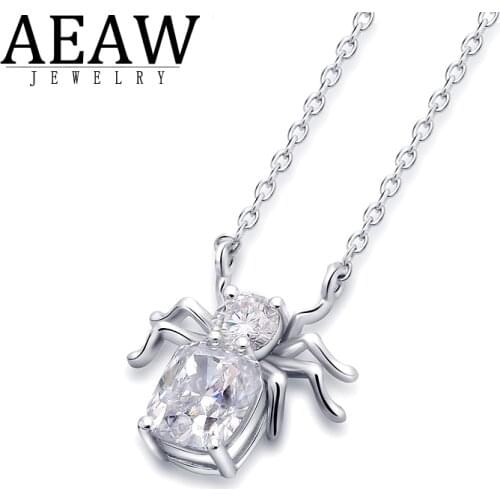 AEAW D Color 6x7mm Cushion Cut Excellent Moissanite Pendant Necklace Solid 14K White Gold Fine For Lady