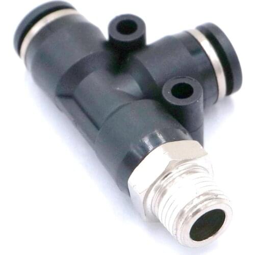 Pneumatic 1/4" Tube x 1/8" NPT Thread Male Side Tee Branch Connector Push In Fitting