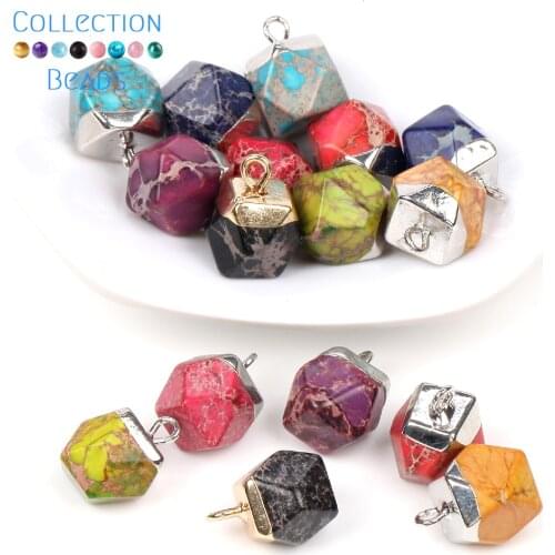 1-7Pcs Natural Stone Pendant Emperor Faceted Pendants Charms for Women Jewelry Making DIY Necklace Earrings Accessories 12x13mm