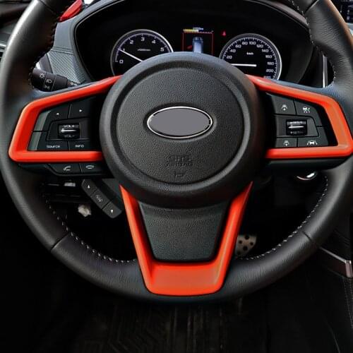QHCP Car Steering Wheel Button Frame Cover Sticker Trims ABS Interior Accessory For Subaru Outback 19-20 Forester 19-21 XV 18-20
