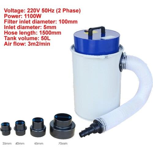 50L Woodwork Tank Dust Collector Industry Equipment Wood Dust Extractor Movable Type Wood Vacuum Cleaner CNC Woodworking Machine