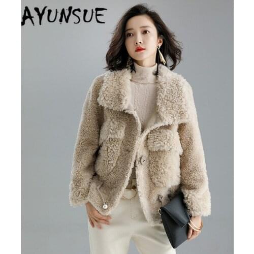 Real Fur Coat Women Winter Coat Women Clothes 2020 100% Wool Jacket Sheep Shearing Parka Real Fur Jacket LMN99032-XS YY2363