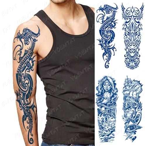 Juice ink Arm Sleeve Tattoo Crown King Rose Waterproof Temporary Tatoo Sticker Wild dragon sail Totem 2 weeks Tatto men women