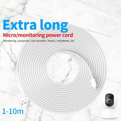 5M 10M Extra Long Micro Usb Charger Cable for Usb Power Supply Surveillance Yi ip Camera Remote Wiring Microusb Charging Wire
