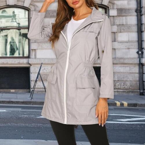 Womens Lightweight Raincoat For Women Waterproof Jacket Hooded Outdoor Hiking Jacket Long Rain Jackets Rainwear Outwear New