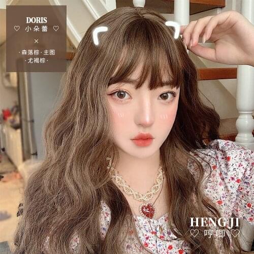 Wig Womens Long Curly Hair Wool Roll Big Wave Full Headgear Lolita Lolita wig Japanese Natural Net Red Small Flower Bud