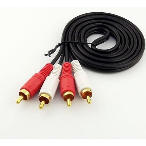 10pcs 5FT 1.5m Twin Phono 2 RCA Cable Audio Lead Gold Two Male TV Projector 2 RCA Cord