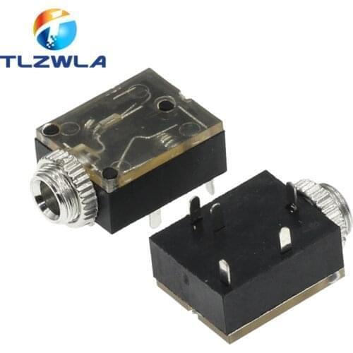 10pcs 5Pin 3.5mm Stereo Audio Jack Socket PCB Panel Mount for Headphone With Nut PJ-324M