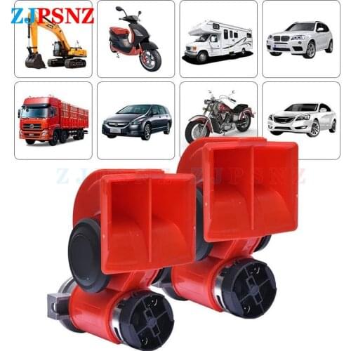 12/24V Auto Twin Dual Tone Compact Air Horns Kits Super Loud Car Truck Lorry SUV RV Train Caravan Boat Twin Tone Universal