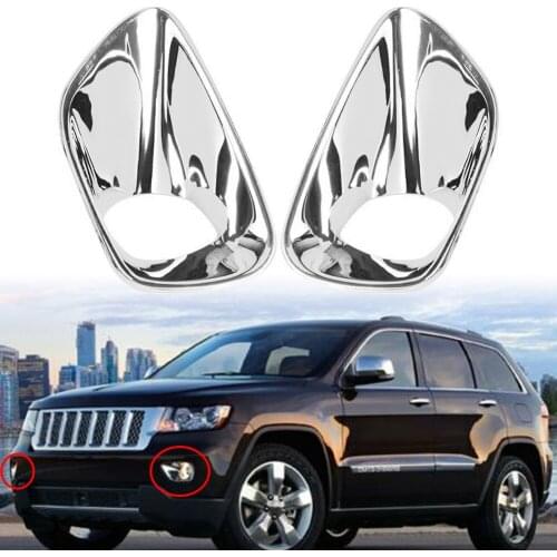 2Pcs Car Front Fog Lamp Light Cover ABS Chrome Trims For Jeep Grand Cherokee 2011 2012 2013