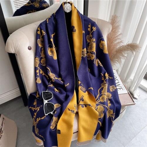 2021 Winter Women Scarf Print Thick Cashmere Blanket Brand 180*65cm Warm Shawl Wrap Hijab Bufanda with Tassel Pashmina Echarpe