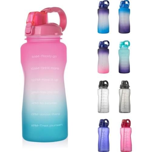 2L 64OZ Tritan Gallon Water Bottle With Unique Timeline Measurements Goal BPA Bicycle Bottles Free Sports Portable Gym Jug