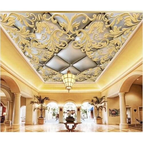 Custom 3D Photo Wallpaper ceilings Three-dimensional relief European pattern soft package ceiling mural