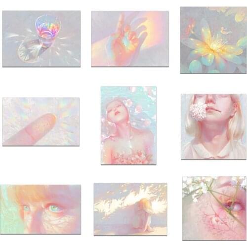 Abstract Rainbow Pink Beauty Girl Poster Canvas Print Painting Wall Art Living Room Home Decoration