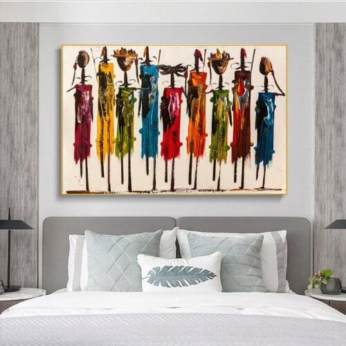 Abstract African Woman Oil Painting on Canvas Posters and Prints Wall Art Portrait Pictures for Living Room Home Decor No Frame
