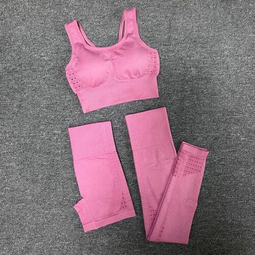 Seamless Yoga Set Women Gym Workout Clothes Sports Bra+Yoga Running Biker Shorts+High Waist Legging Shorts 3Pcs Sports Suits