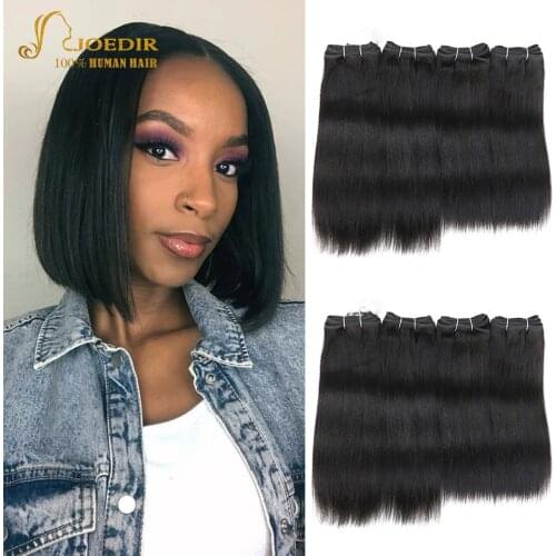 Brazilian Straight Hair Bundle 4Pcs One Pack 190 Gram Yaki Straight Weave Bundles Color 1 & 1B Joedir Non-Remy For Black Womem