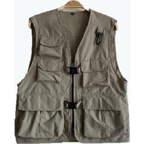 Mens Quick Dry Multi-pocket Fishing Hiking Travel Thin Vest New Outdoor Mountaineering Drift Advertising Photography Vest tops