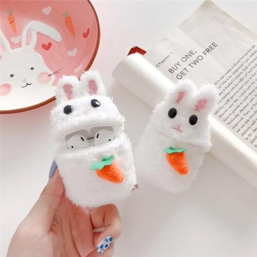 Plush Rabbit Case For Airpods Earbud Coque Headphones Case Earpods Funda Etui For Airpod 2 For Apple Air Pods Charging Box Case