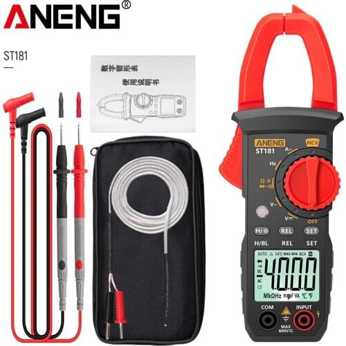 ANENG ST181 Digital Clamp Meter DC/AC Current Multimeter 4000 Counts Ammeter Voltage Tester Car Amp Hz Capacitance NCV Ohm Test