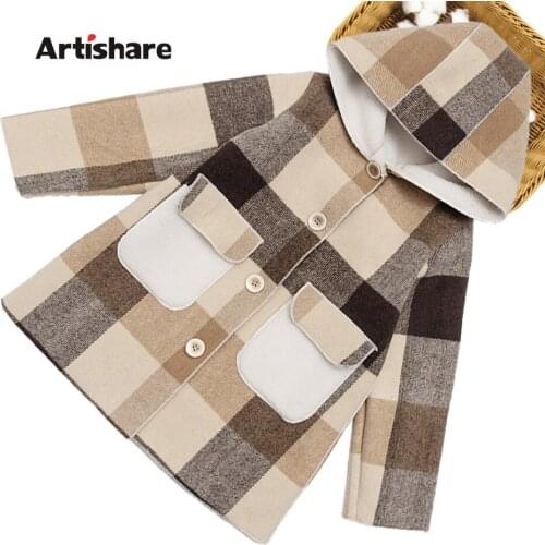 Girls Long Coat Outerwear Plaid Pattern Girl Coat Thick Warm Jacket Girl Casual Style Kids Clothes Girl 6 8 10 12 14