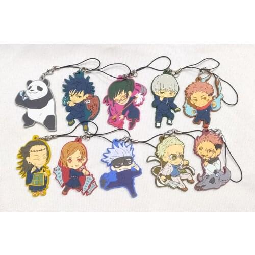 Jujutsu Kaisen Fushiguro Megumi Gojo Satoru Toge Original Japanese anime figure Rubber Mobile Phone Charms Keychain Strap Keyrin