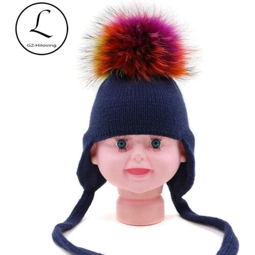 GZHILOVINGL 1-5 Months New Baby Winter Hat Fur Pompom Caps Bonnet Boys Girls Knitted Cap Wool Protect Ear Hats Warm Kids Beanie