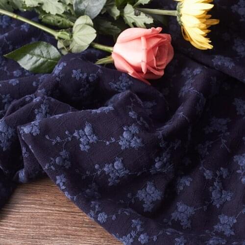 Embroidered cotton fabric spring and autumn cotton fabric Soft and comfortable tissus blue Retro Literary and Art Dresses tissu