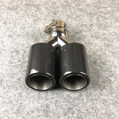 1 Piece Y Style Car Exhaust Tail Tips Shiny Carbon Muffler Pipe Tail End Universal Stainless Steel For Akrapovic