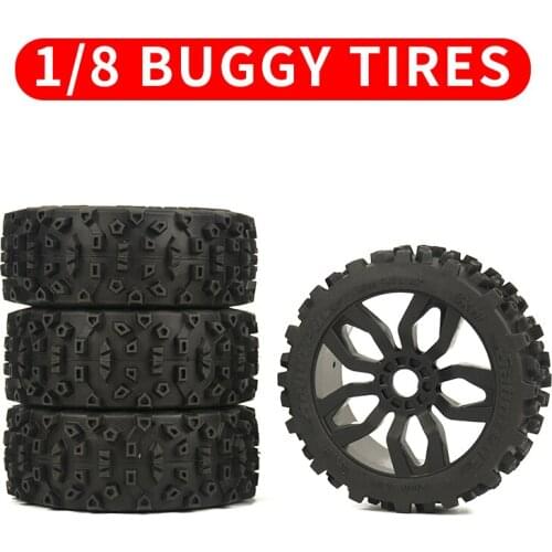 KKPIT 1/8 RC Model Car Off-road Buggy Refit Parts Grip Wear-resistant Tires Tire Wheel X3 Wheels Hub 17mm Adapter HOBAO VS/H9