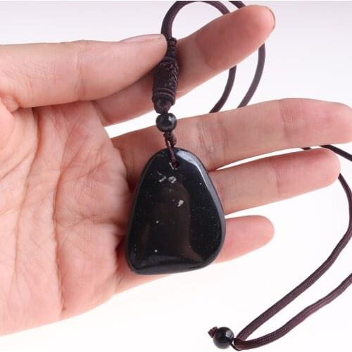 3pcs High Quality Black Obsidian Necklace Irregular Shaped Hot Sale Natural Stone Pendants Charm Jewelry Necklaces For Wholesale