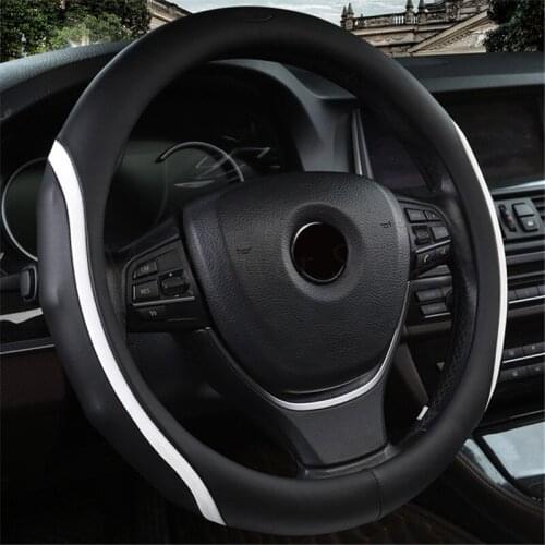 Car Steering Wheel Cover stripe Splice Patterned Light Leather Universal Fits Most Car Styling For Ford Peugeot mazda Audi etc