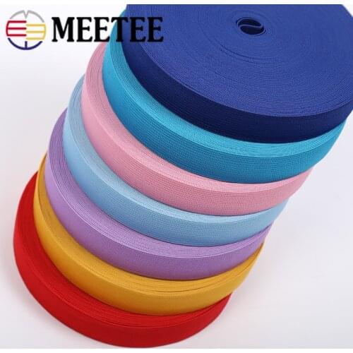Meetee 20mm 23meters Colorful Elastic Bands Weave Polyester Clothing Pants Waist Rubber Belt DIY Sewing Crafts Accessories AP581