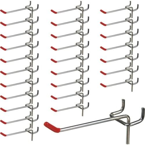 25pcs 100mm Metal Pegboard Hooks Slat Wall Retail Display Shop Peg Hang Fits 30mm home hanger Chrome Metal 1-1.5KG Loading