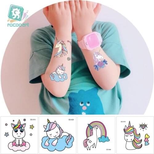 Cute Colorful Unicorn Design Waterproof Temporary Tattoos Stickers For Kids Children Gift Body Art Water Transfer Fake Tattoo