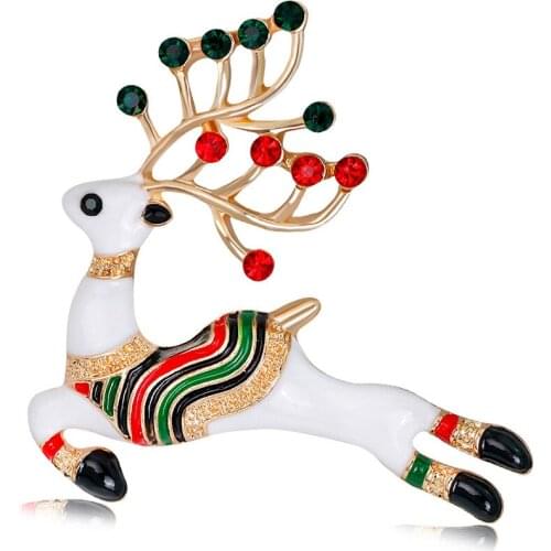 Fashion cartoon cute Christmas deer brooch alloy drip corsage