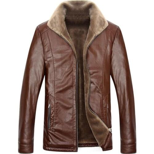 Mens leather jacket motorcycle coat men jackets Lapel large size straight clothes jaqueta de couro Business Casual fashion