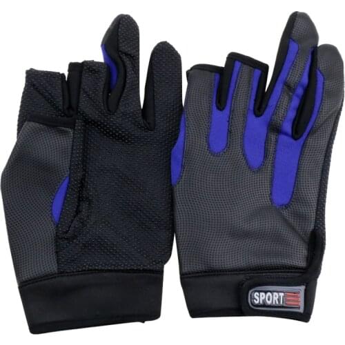 RUNATURE 1 Pair 3 Cut Finger Fishing Gloves Unisex Outdoor Fishing Anti-slip Sports Fish Equipment Angling Gloves