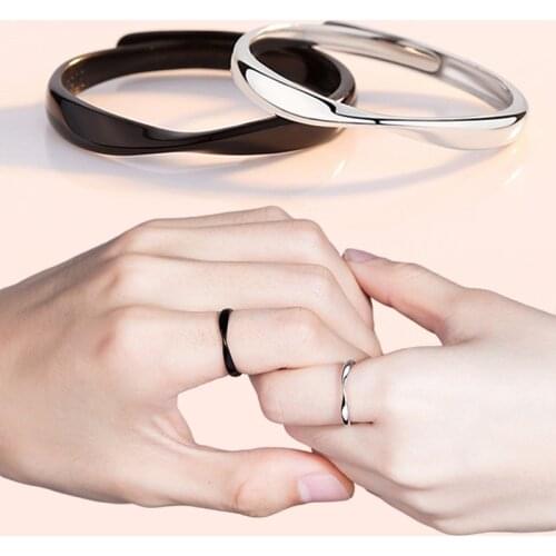 Thin 3mmMens and Womens Mobius Wedding Rings Simple Wild Twisted Cord Copper Silver Plated Open Ring Couple Engagement Jewelry