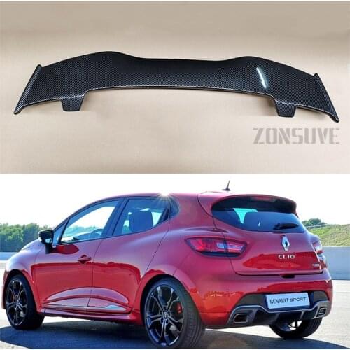 Use For Renault Clio 2013-2018 Spoiler ABS Plastic Carbon Fiber Look Hatchback Roof Rear Wing Body Kit Accessories
