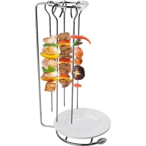 Stainless Steel BBQ Skewers Needle Rack Grill Holder For Camping Gathering Party Roasting Babecue Tools Accessories