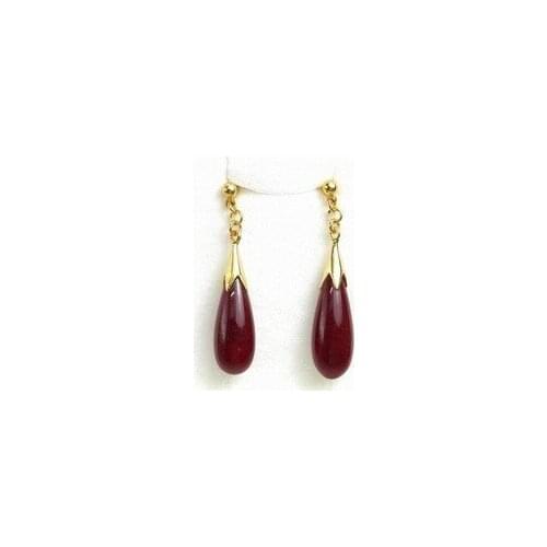 Lovely Fine Womens Golden Frame Coral Red Eggplant real Round sto Earring Luxury Girls Wedding wholesale 4pcs 2 [pair] earrings
