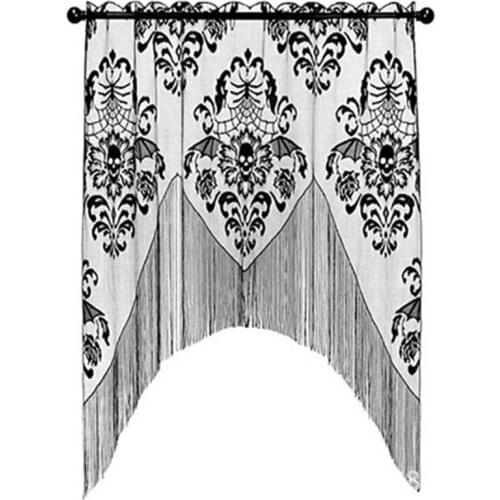 2018 Direct Selling Rushed Rope Curtain Cortinas Dormitorio Halloween Skull Lace For Sheer Pelmet Valance Short For Bedroom