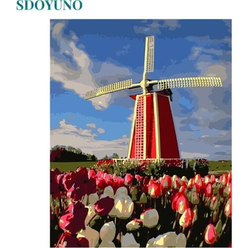 SDOYUNO Frame Landscape DIY Painting By Number Modern Wall Art Canvas Painting Acrylic Paint By Number For Home Decor 40x50cm
